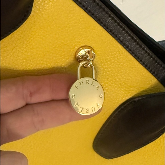 Furla Genuine Leather Tri Colored Tote Bag Purse - Picture 4 of 16